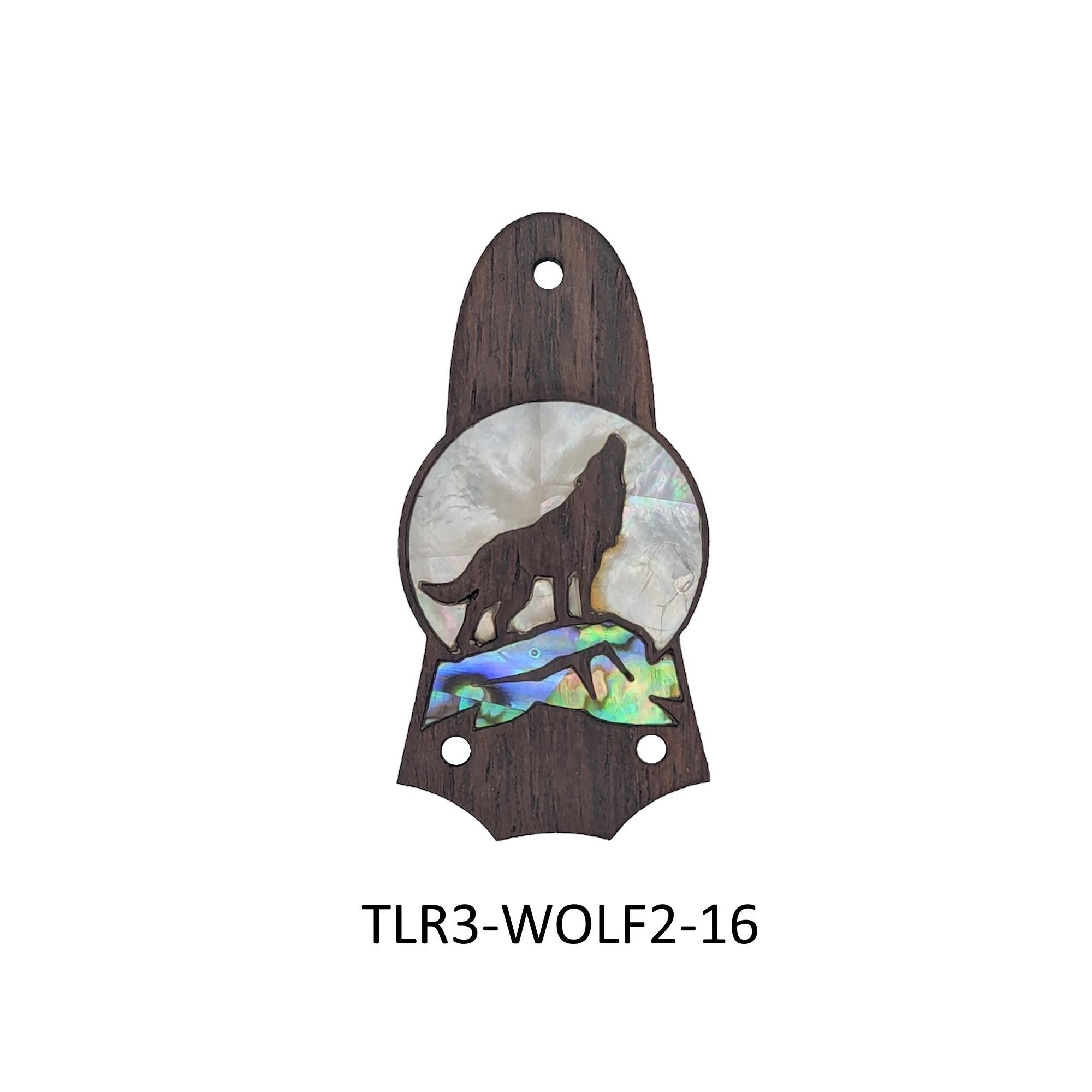 Truss Rod Cover Wolf & Howling Moon Colorful Abalone and White Mother of Pearl Inlay