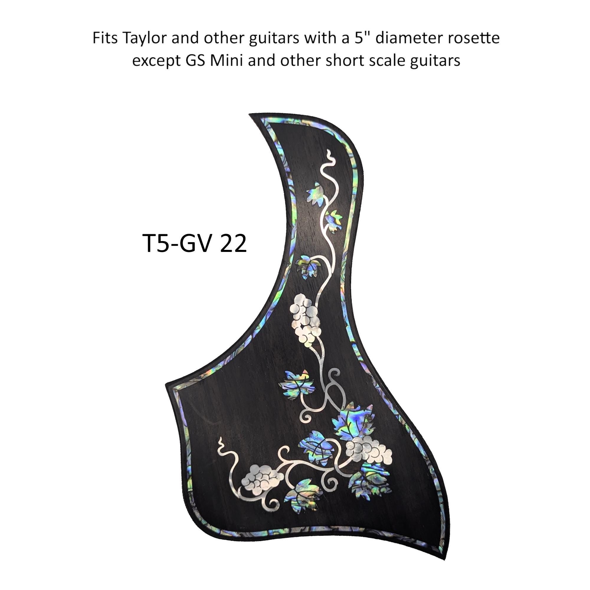 Full Sized Guitar Pickguard with Grapevine Inlay, White Mother of Pearl & Colorful Abalone