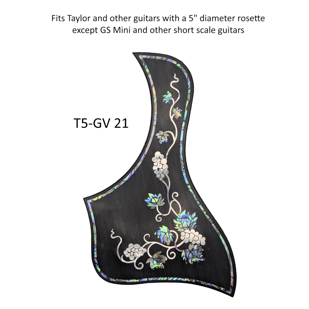 Full Sized Guitar Pickguard with Grapevine Inlay, White Mother of Pearl & Colorful Abalone