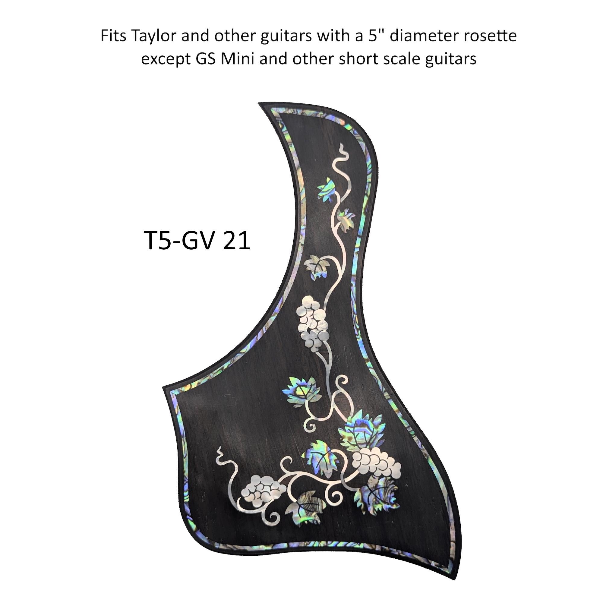 Full Sized Guitar Pickguard with Grapevine Inlay, White Mother of Pearl & Colorful Abalone