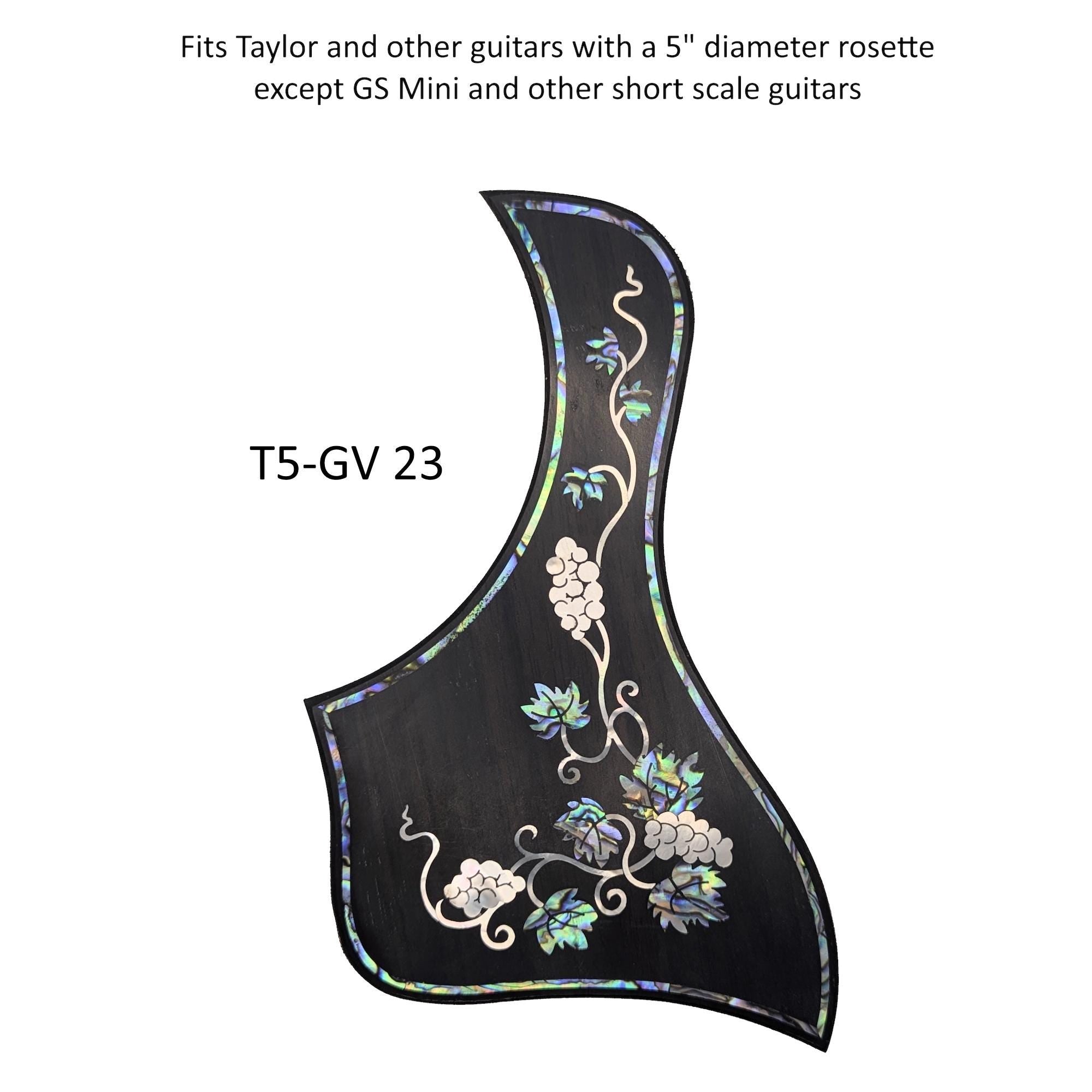 Full Sized Guitar Pickguard with Grapevine Inlay, White Mother of Pearl & Colorful Abalone