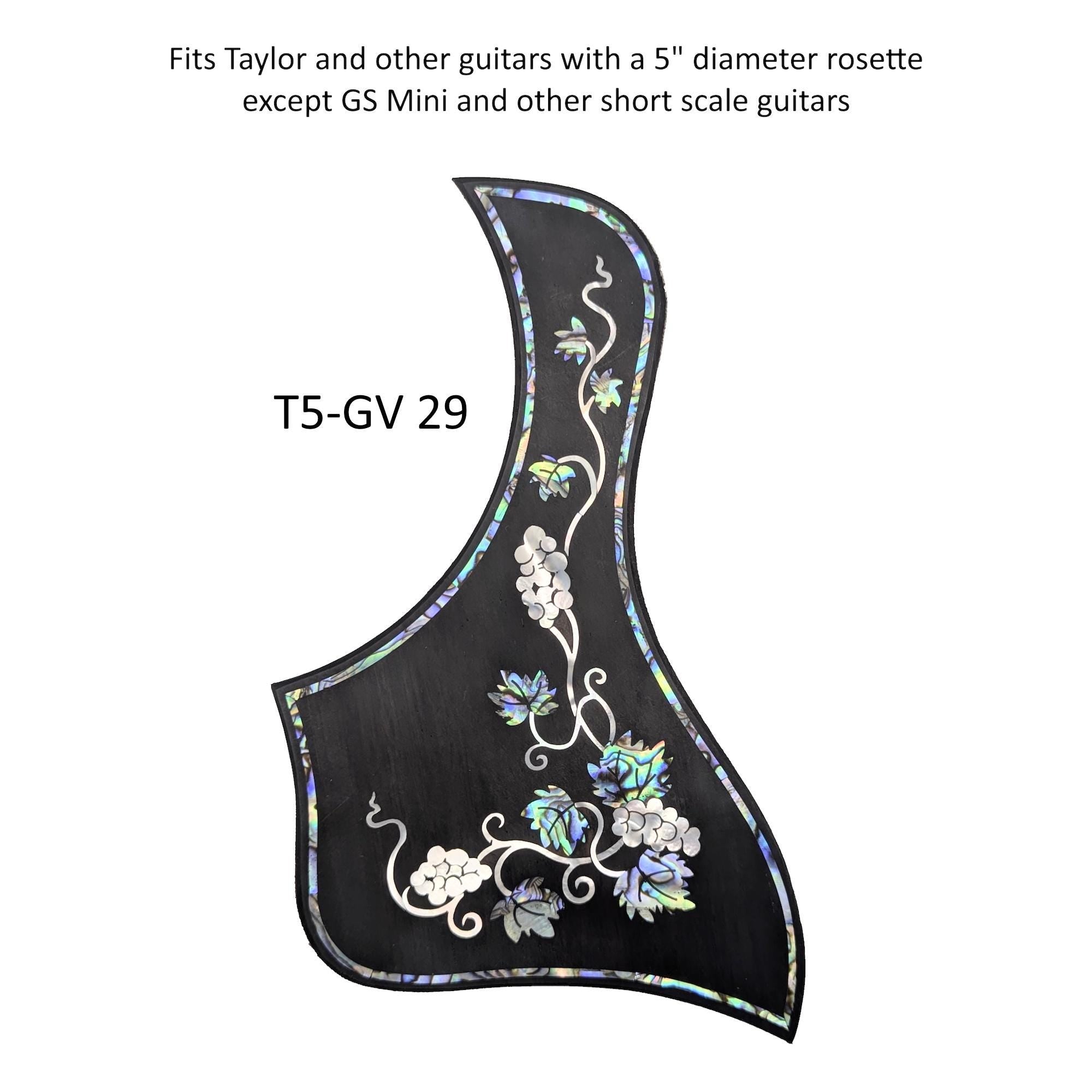 Full Sized Guitar Pickguard with Grapevine Inlay, White Mother of Pearl & Colorful Abalone