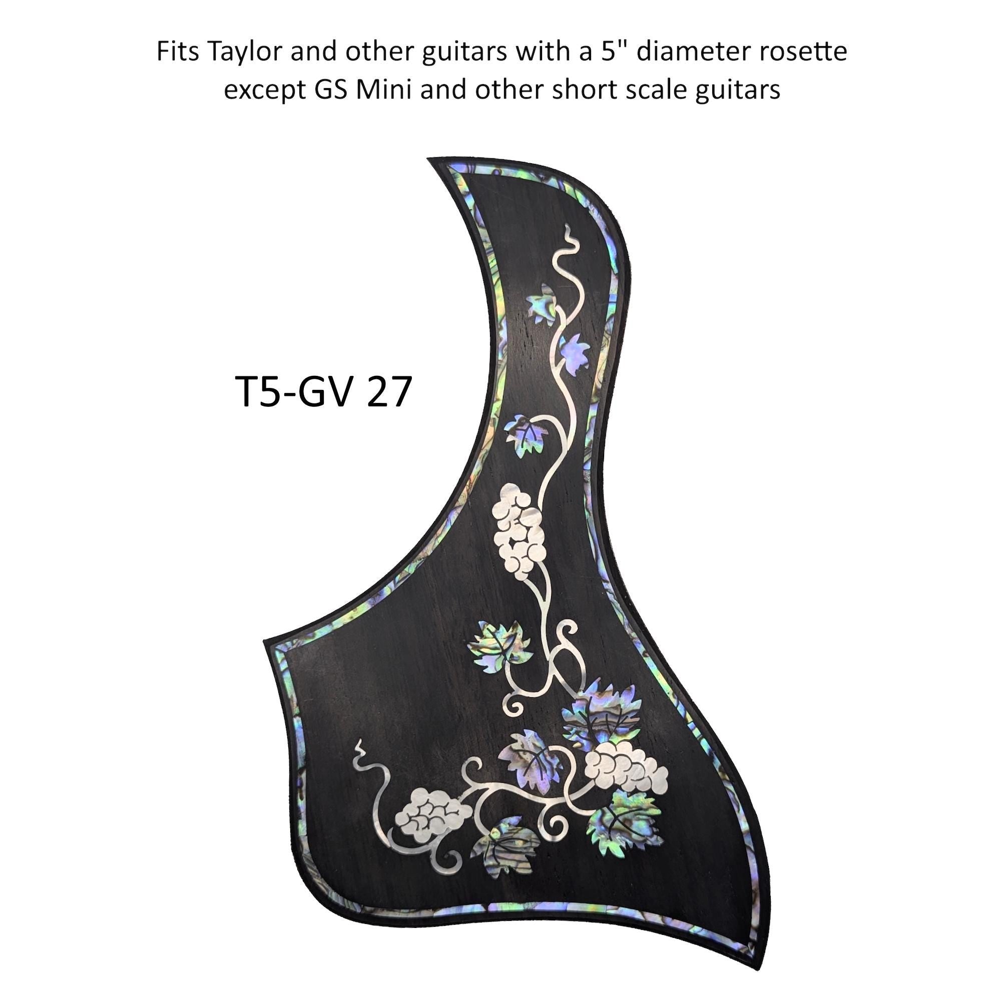 Full Sized Guitar Pickguard with Grapevine Inlay, White Mother of Pearl & Colorful Abalone