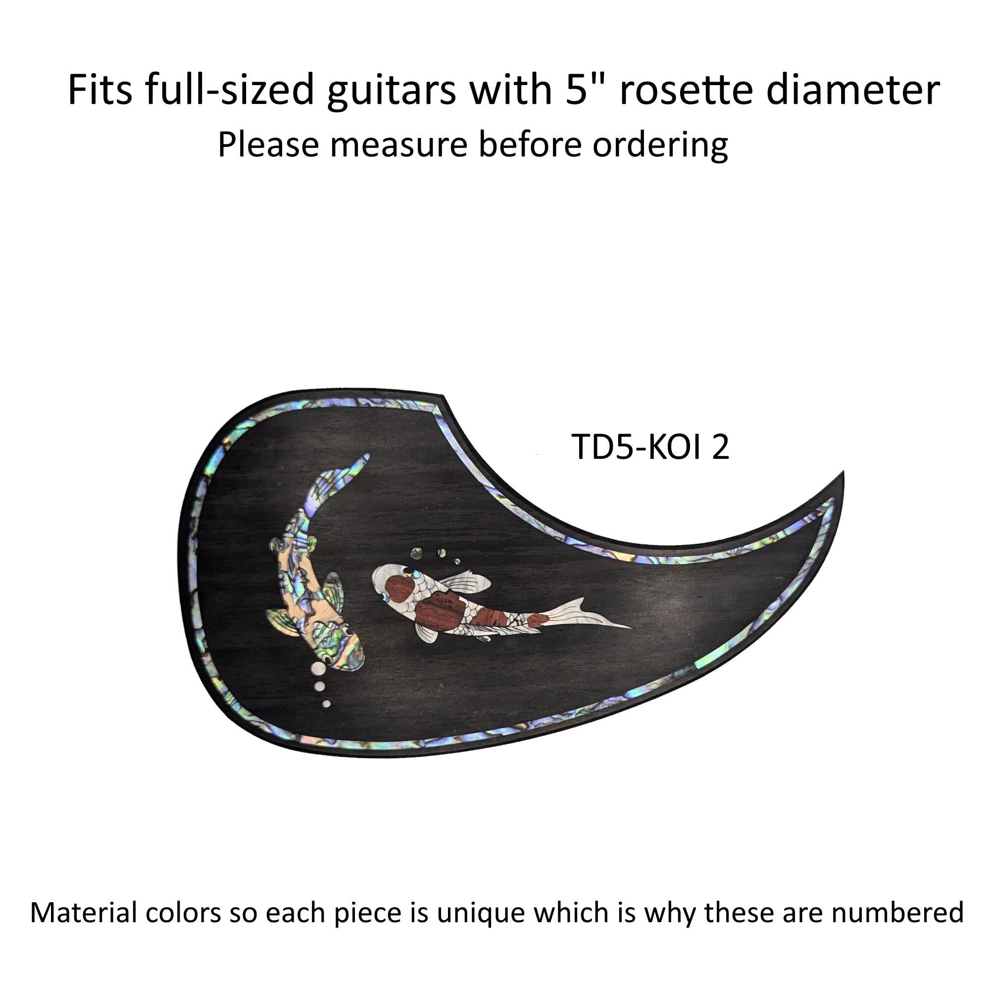 Rosewood Teardrop Guitar Pickguard: Colorful Abalone, Wood & Mother of Pearl Inlay