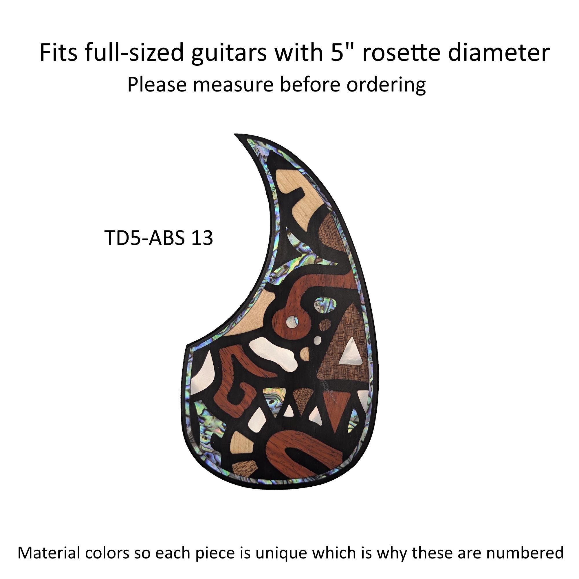 Rosewood Teardrop Guitar Pickguard with Abstract Design Inlay