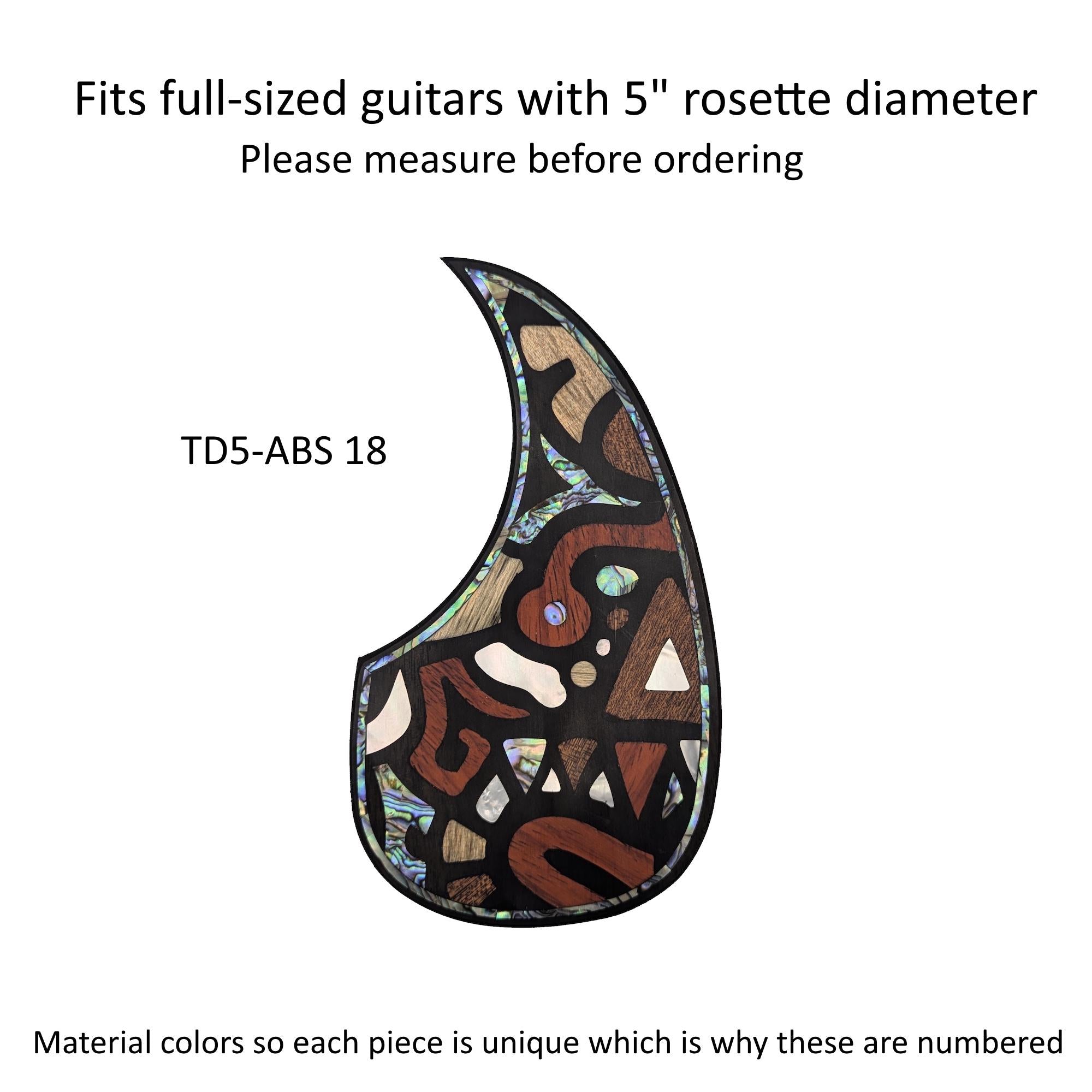 Rosewood Teardrop Guitar Pickguard with Abstract Design Inlay