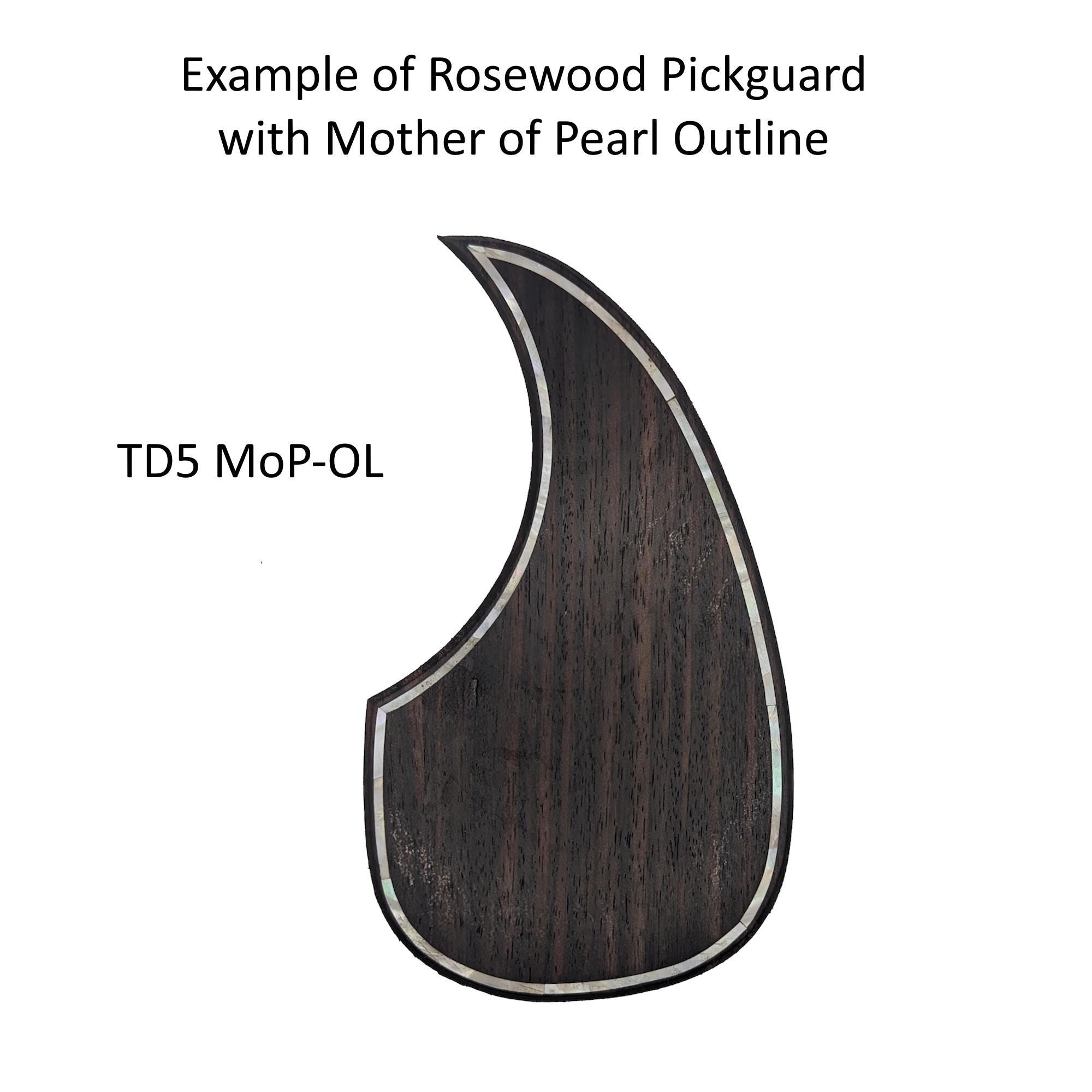 Solid Rosewood Teardrop Pickguard White Mother of Pearl Outline Inlay