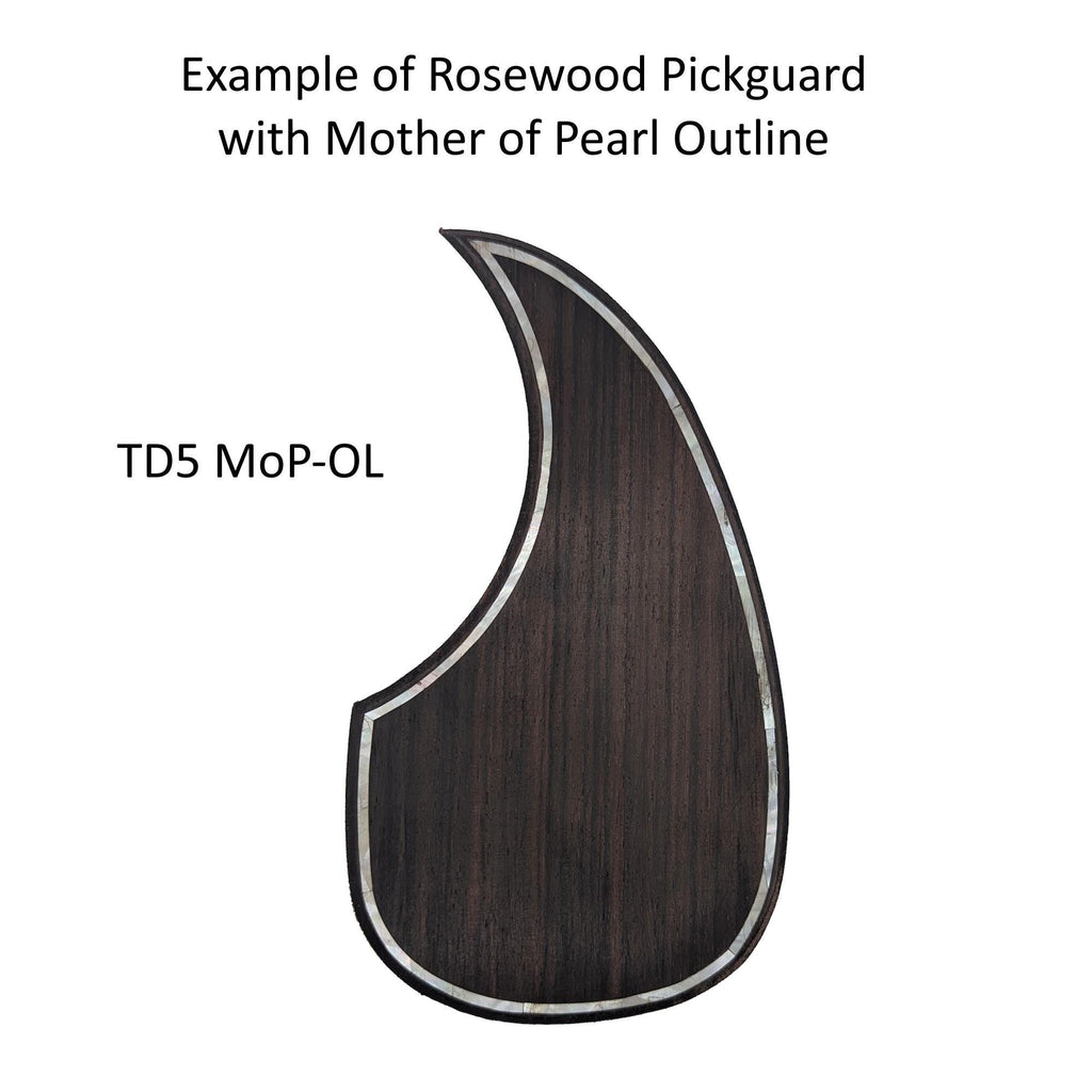 Solid Rosewood Teardrop Pickguard White Mother of Pearl Outline Inlay