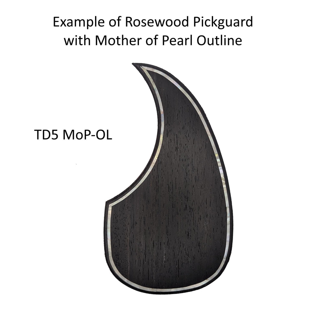 Solid Rosewood Teardrop Pickguard White Mother of Pearl Outline Inlay