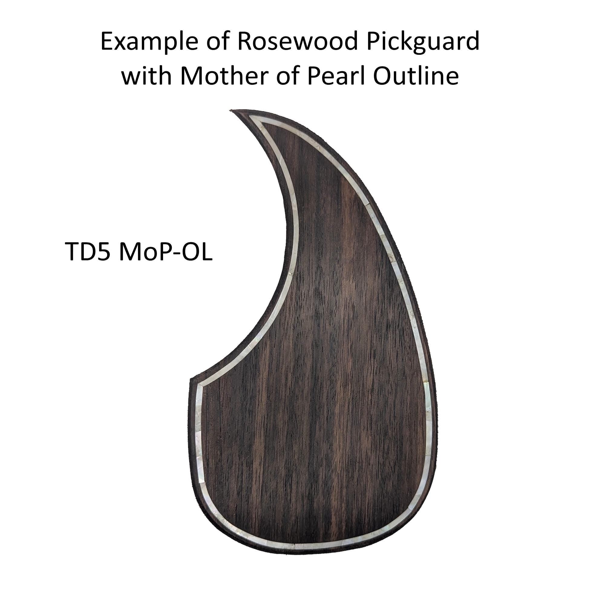 Solid Rosewood Teardrop Pickguard White Mother of Pearl Outline Inlay