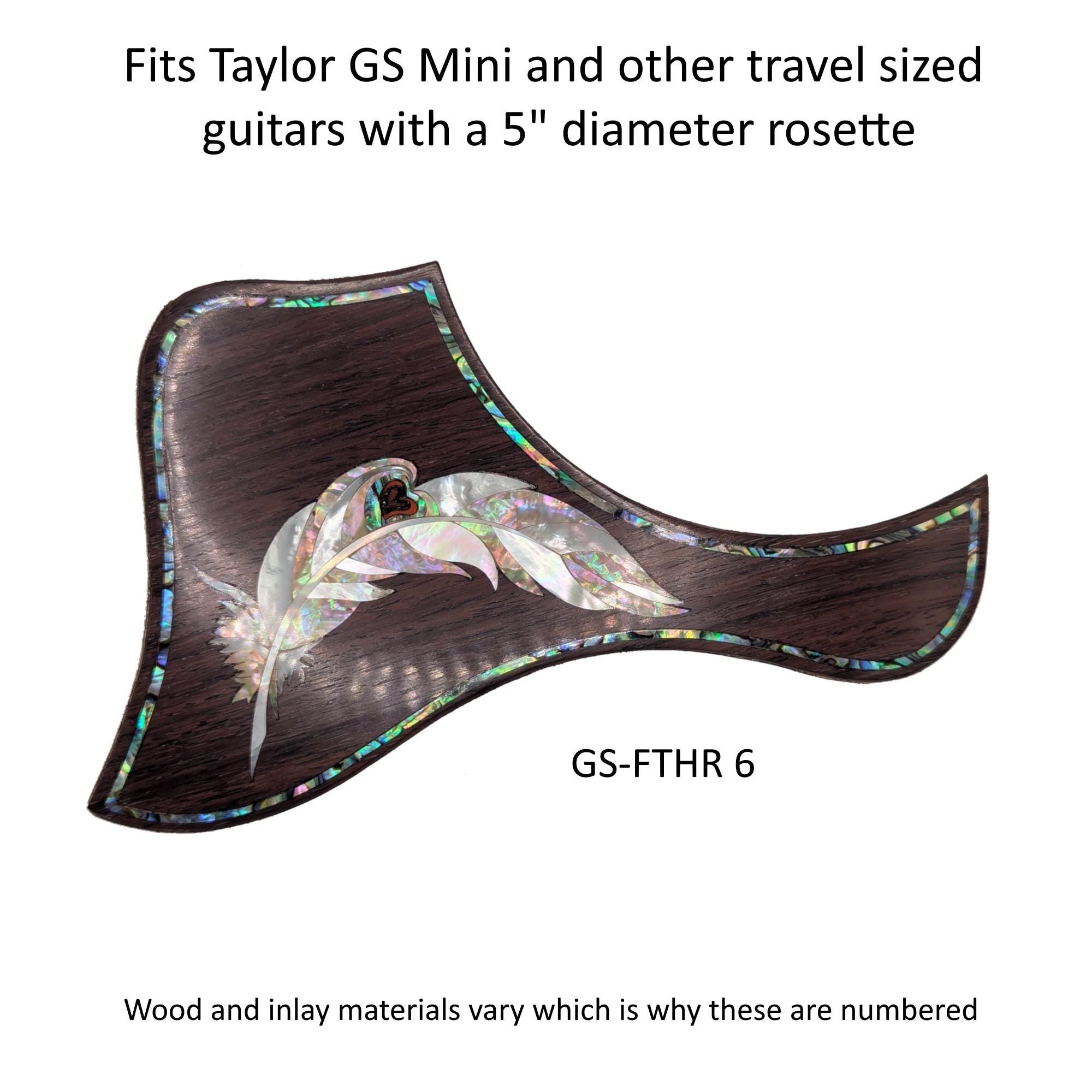 Taylor GS Mini Guitar Pickguard Feather Design Mother of Pearl Inlay Colorful Abalone