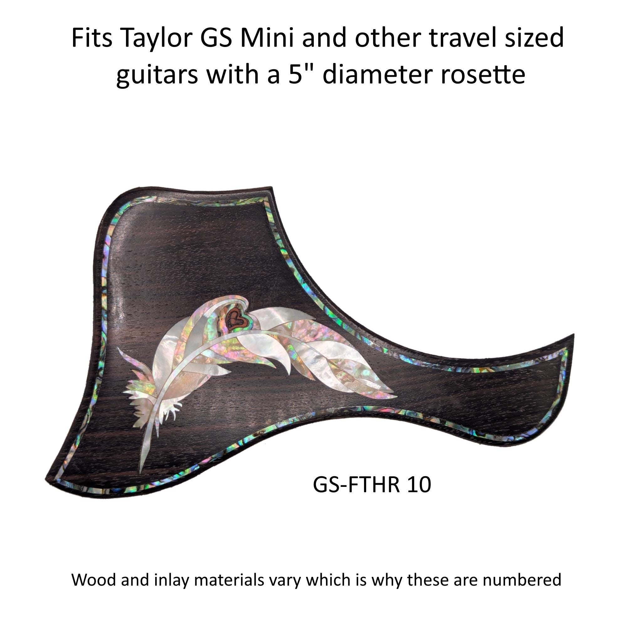 Taylor GS Mini Guitar Pickguard Feather Design Mother of Pearl Inlay Colorful Abalone