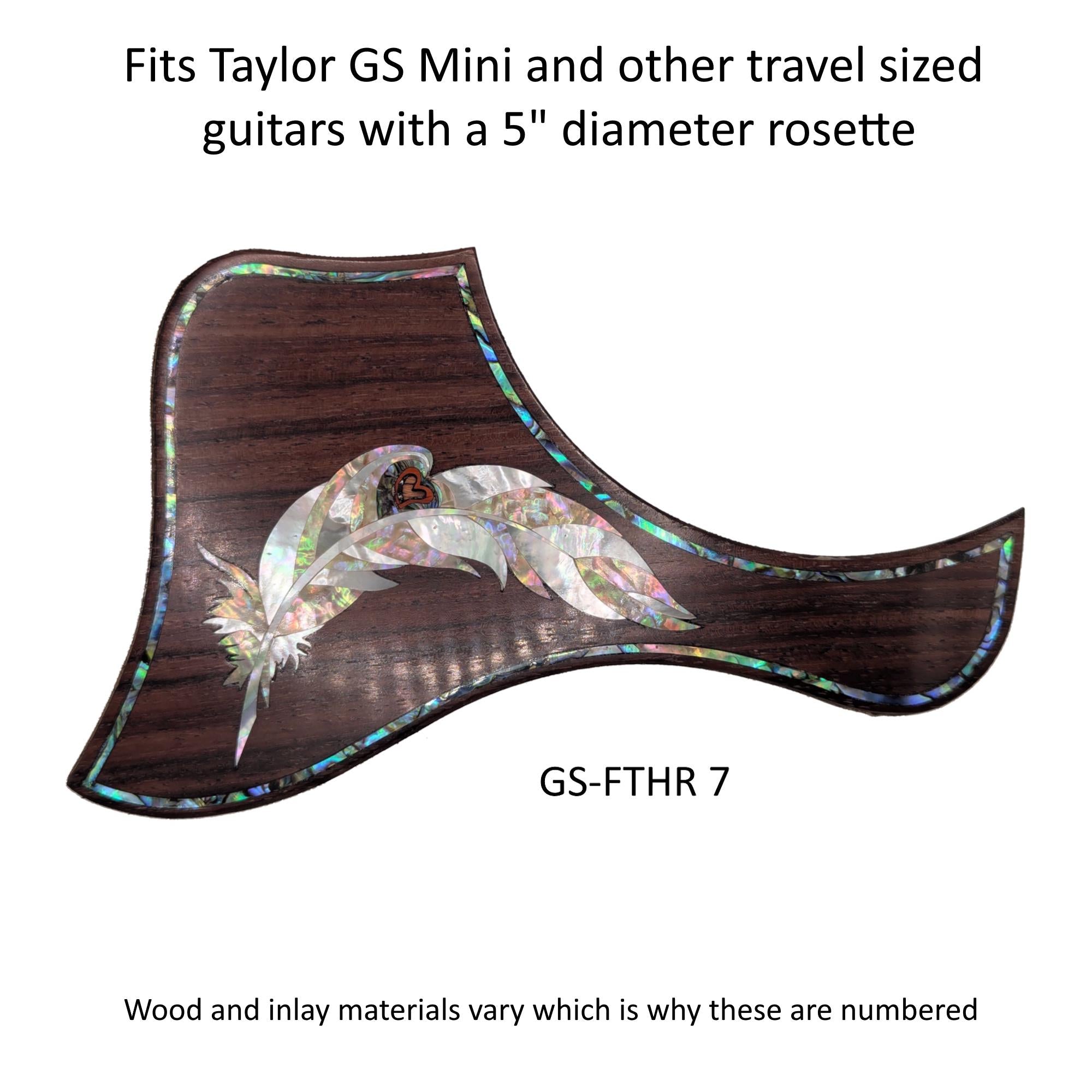 Taylor GS Mini Guitar Pickguard Feather Design Mother of Pearl Inlay Colorful Abalone