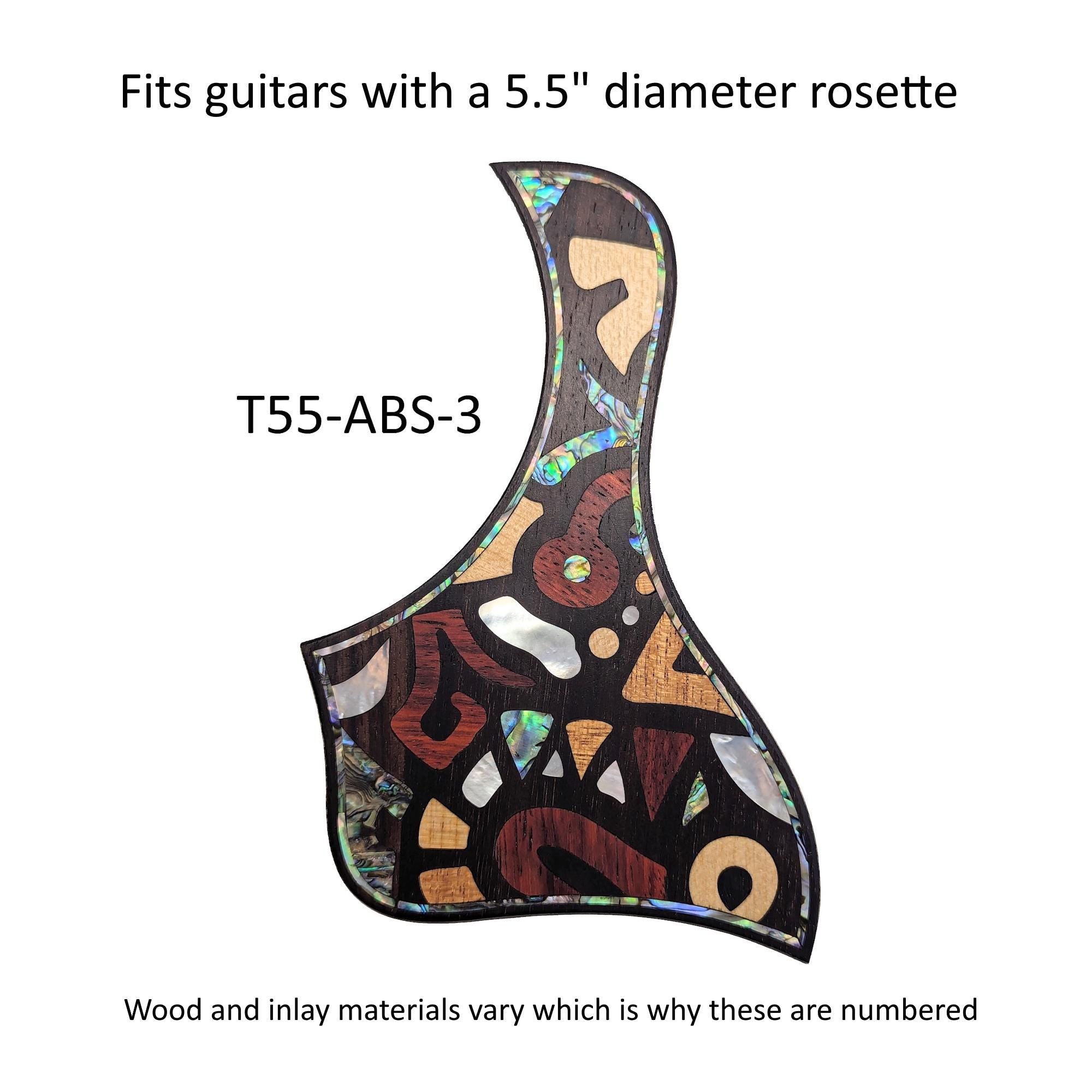 Pickguard Fits Taylor Guitars Rosewood Abstract Design | Solid Wood Abalone Mother of Pearl InlayT55