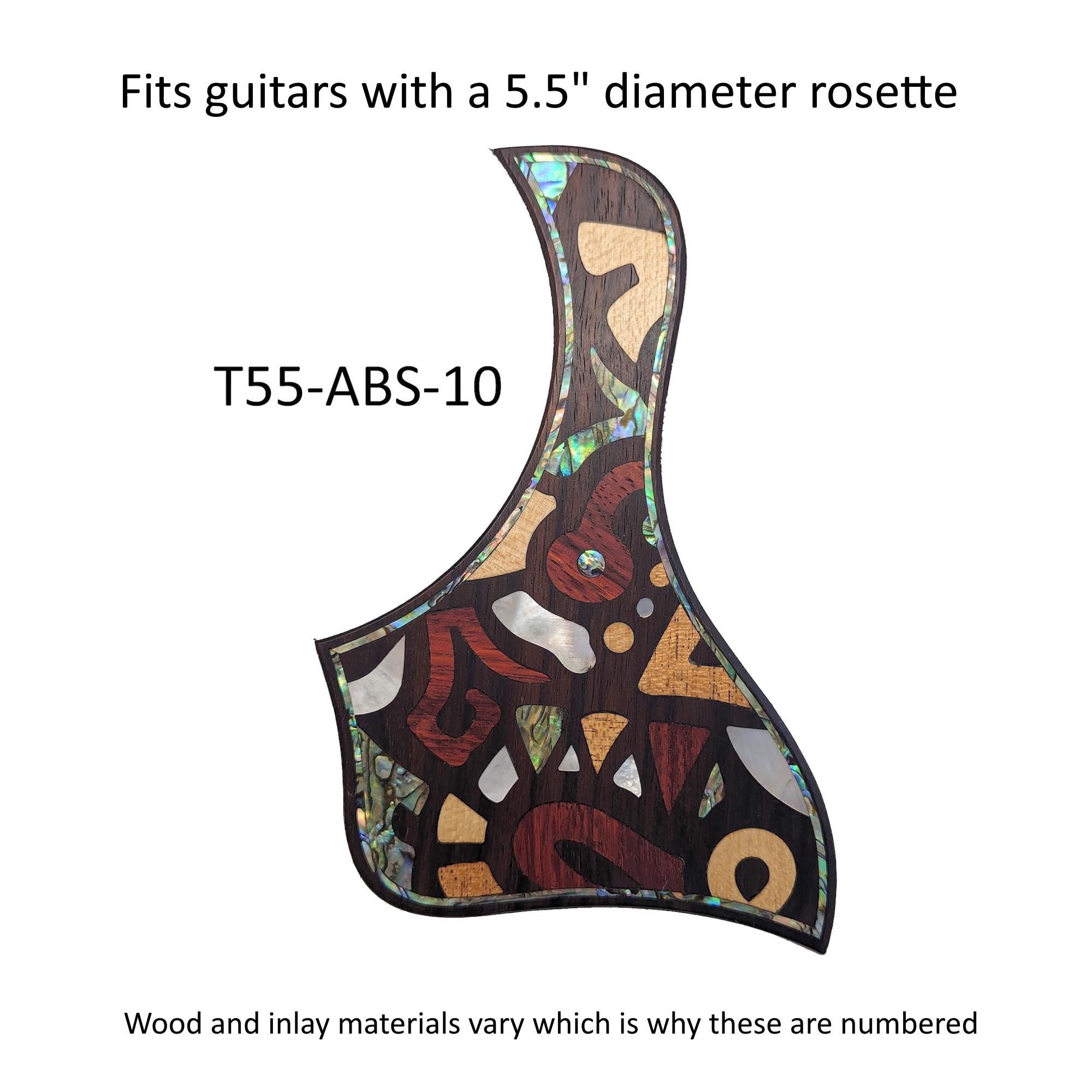 Pickguard Fits Taylor Guitars Rosewood Abstract Design | Solid Wood Abalone Mother of Pearl InlayT55