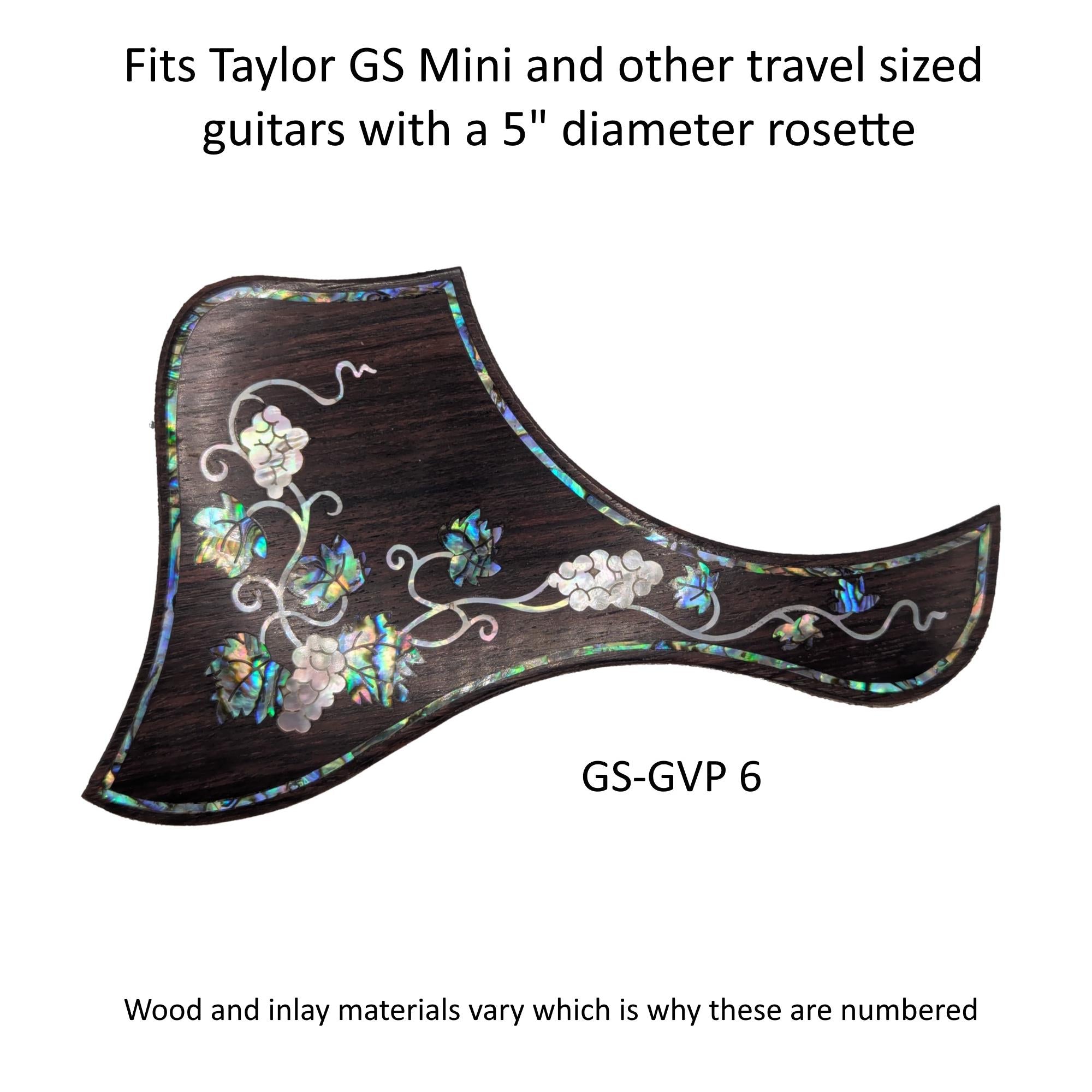 Taylor GS Mini & Travel Short Scale Guitar Pickguard Coloful Detailed Grapevine Inlay