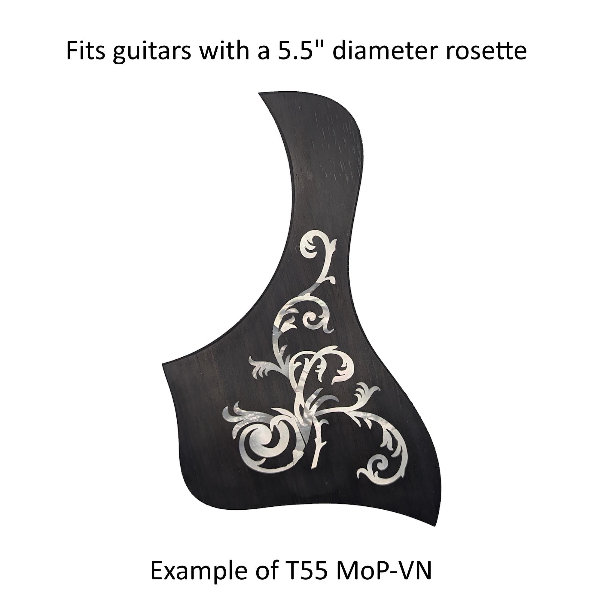 Made to Fit Taylor Guitars- Rosewood Pickguard with White Mother of Pearl Vine Inlay
