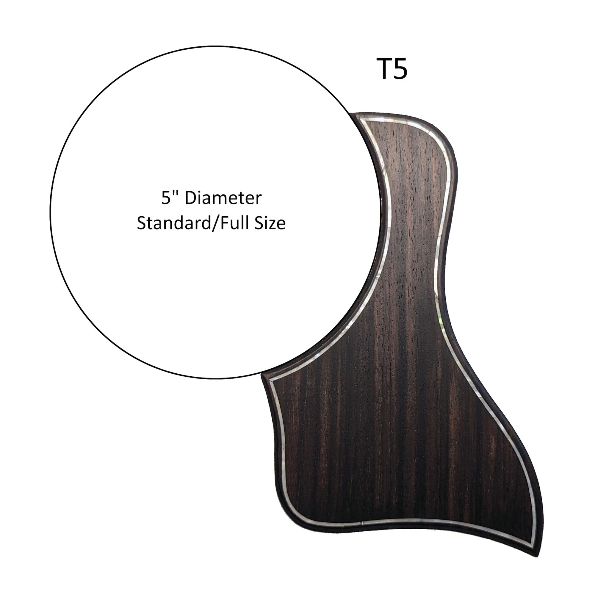Rosewood Taylor Style Guitar Pickguard: White Mother of Pearl Inlay, Free Mount Option