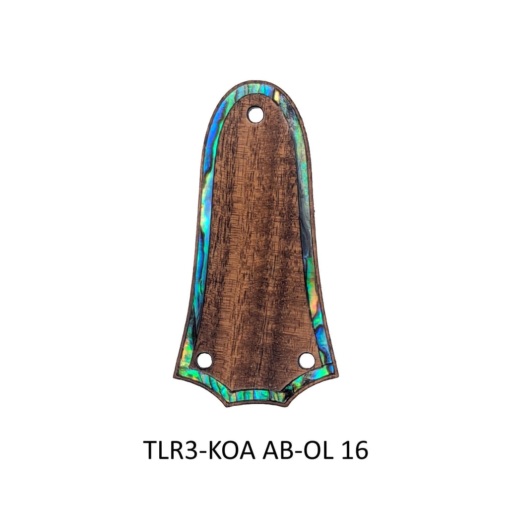 Flamed Koa Wood Truss Rod Cover w/Abalone Outline | Custom Parts
