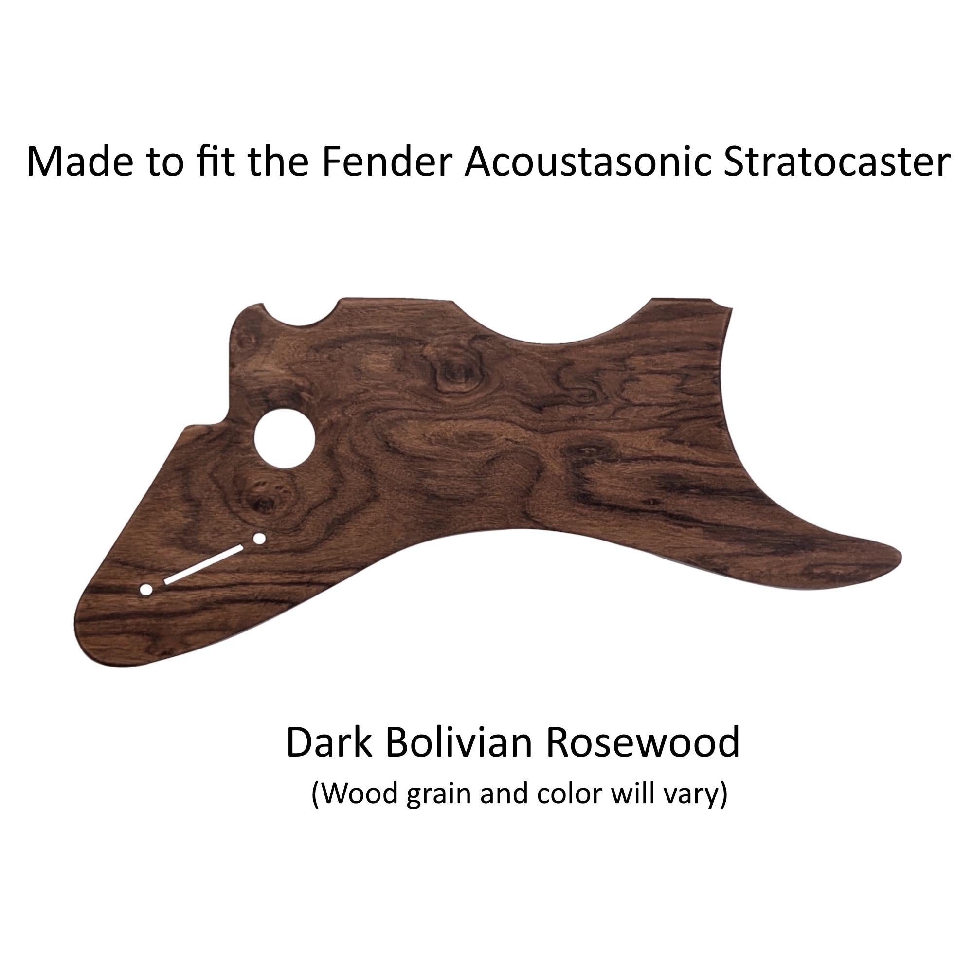 Fender Acoustasonic Stratocaster Guitar Pickguard, Custom Cut, Mahogany Rosewood