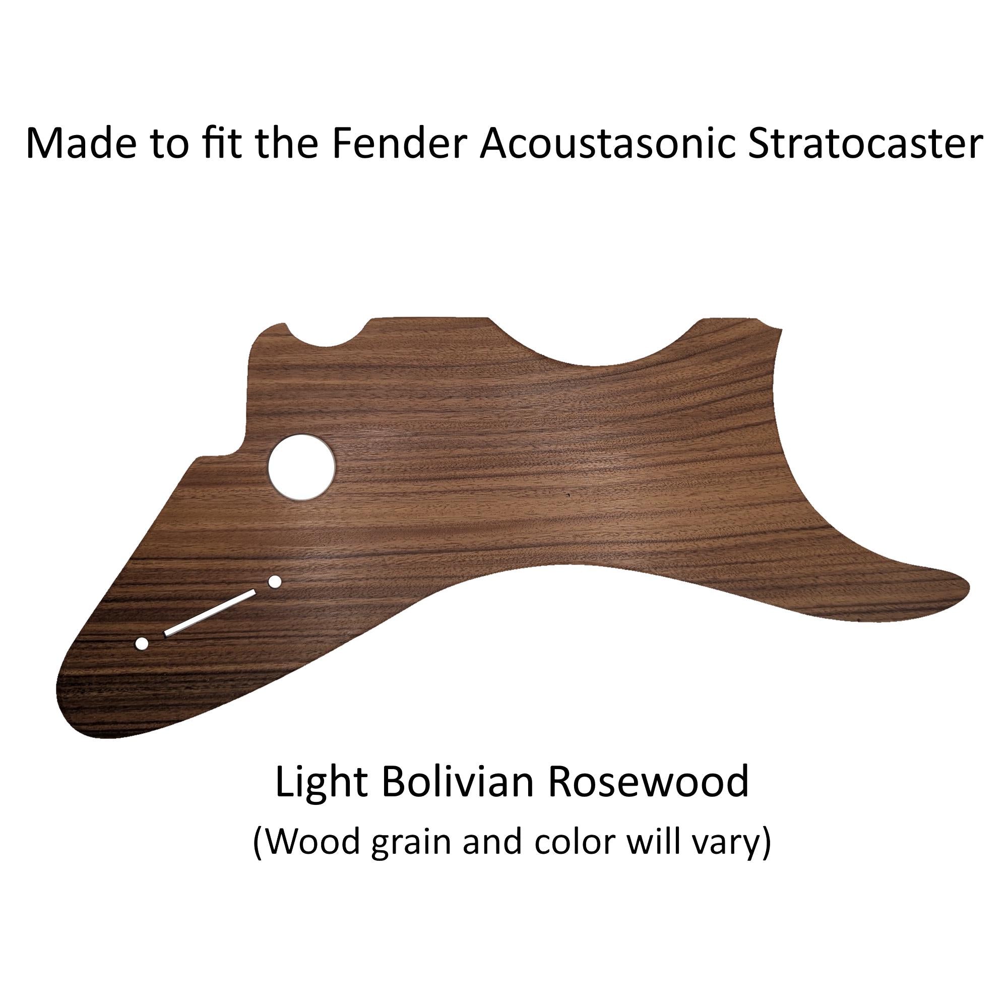 Fender Acoustasonic Stratocaster Guitar Pickguard, Custom Cut, Mahogany Rosewood