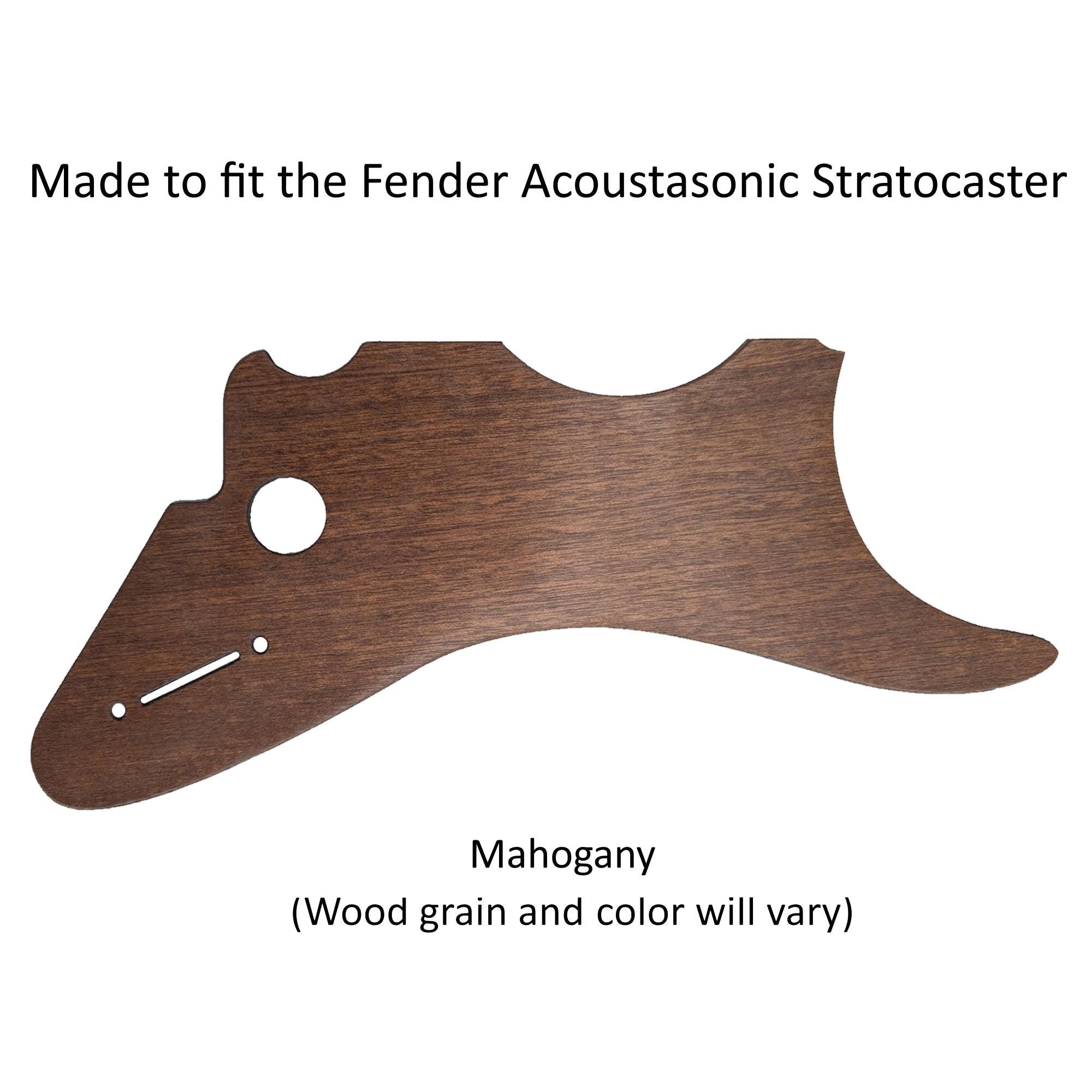 Fender Acoustasonic Stratocaster Guitar Pickguard, Custom Cut, Mahogany Rosewood