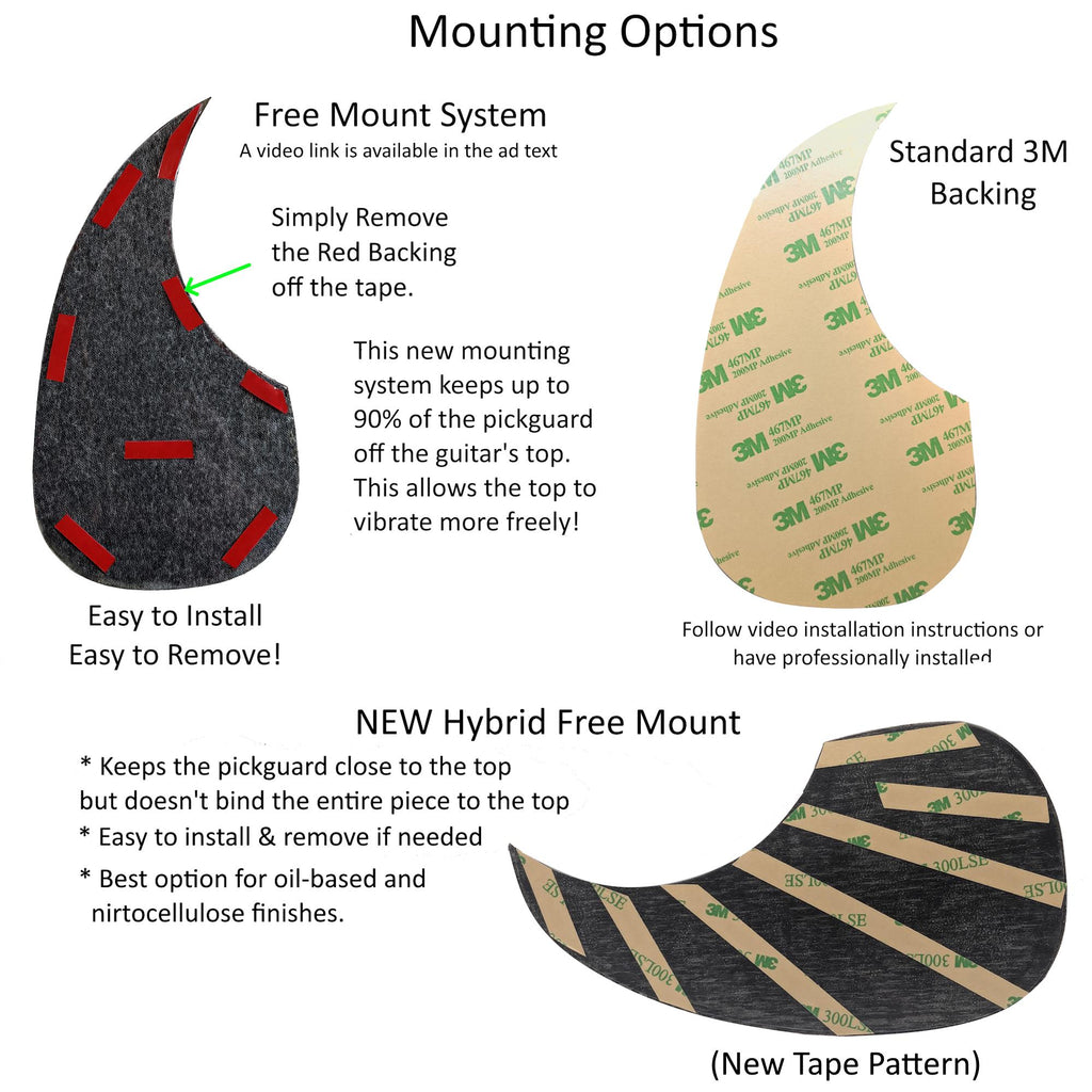 Fits Martin D15M Guitar Pickguard | Rosewood, Mahogany, or Koa | Free Mount System