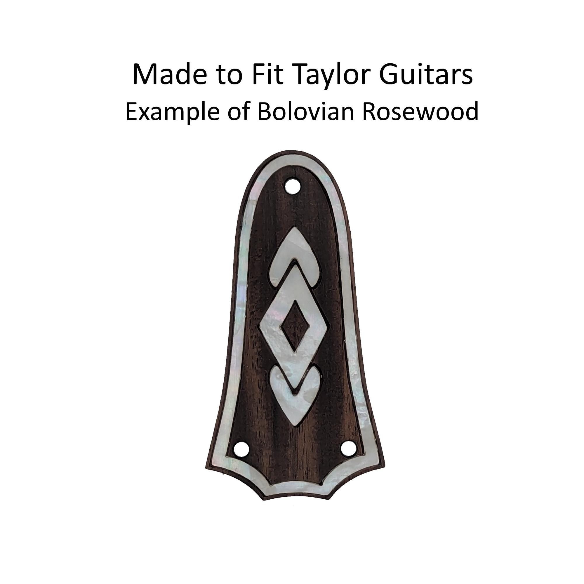Made to Fit Taylor Guitar Truss Rod Cover - Rosewood & White Mother of Pearl Inlay