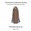 Flamed Koa Wood Truss Rod Cover w/Abalone Outline | Custom Parts