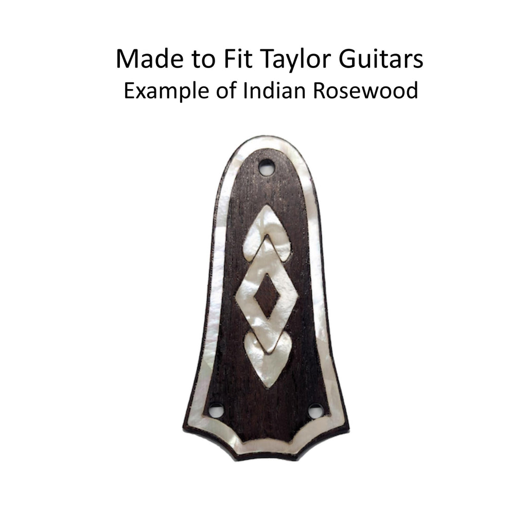 Made to Fit Taylor Guitar Truss Rod Cover - Rosewood & White Mother of Pearl Inlay