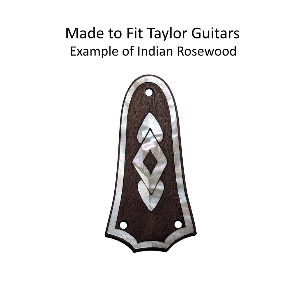 Made to Fit Taylor Guitar Truss Rod Cover - Rosewood & White Mother of Pearl Inlay