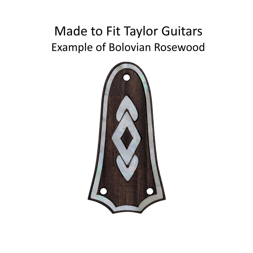 Made to Fit Taylor Guitar Truss Rod Cover - Rosewood & White Mother of Pearl Inlay