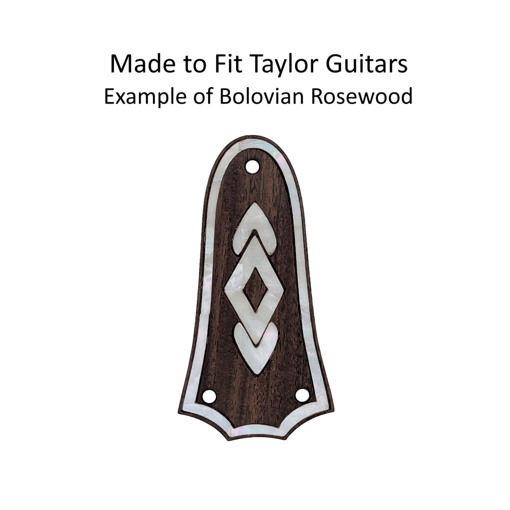 Made to Fit Taylor Guitar Truss Rod Cover - Rosewood & White Mother of Pearl Inlay