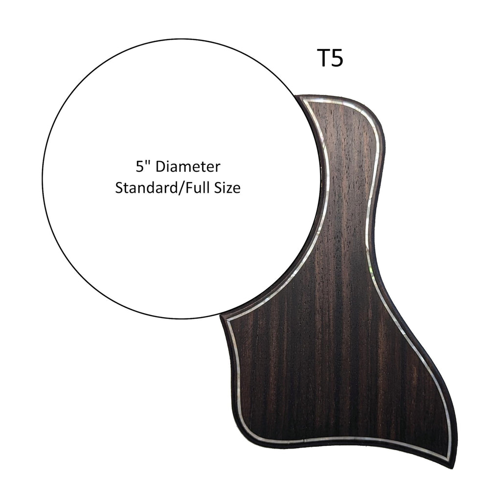 Rosewood Guitar Pickguard with Mother of Pearl Inlay Outline, Wood Acoustic Pick Guard for GS Mini, T5, 5” & 5.5” Rosette