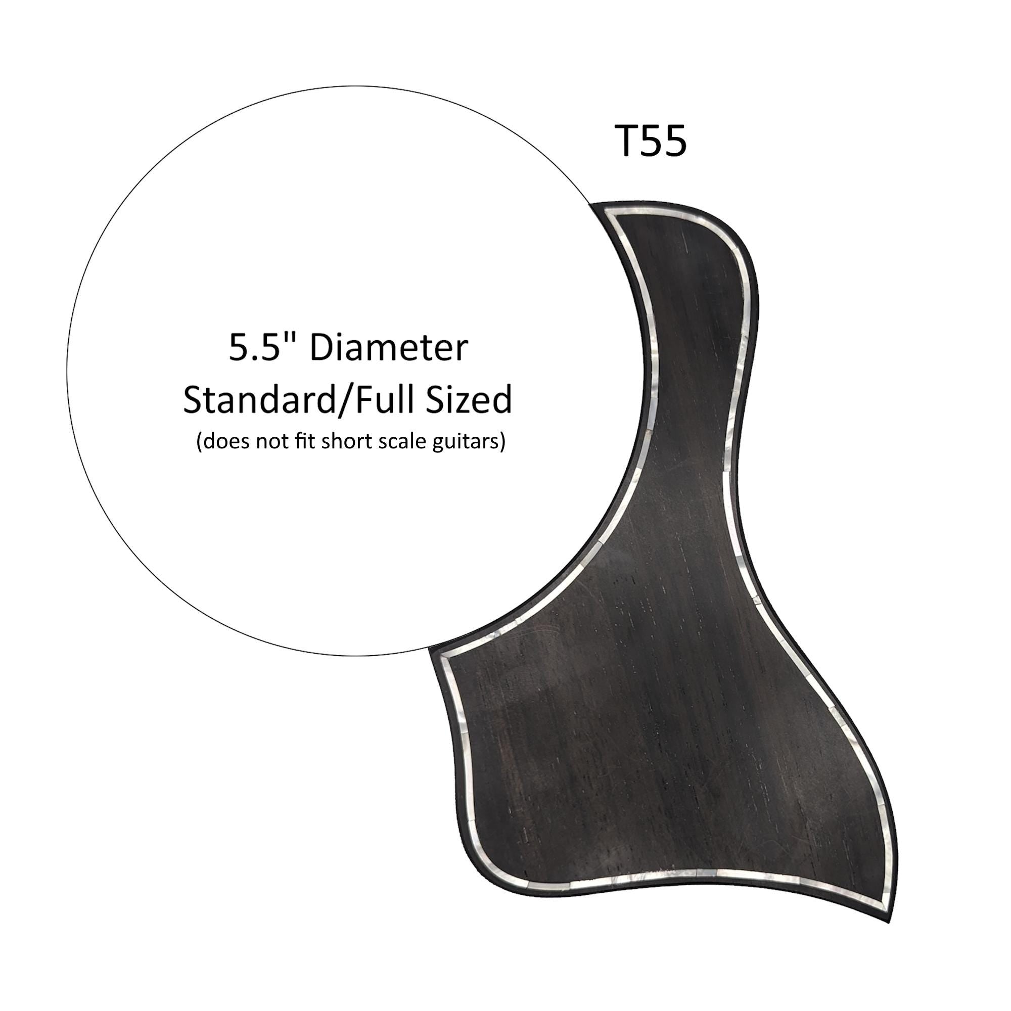 Rosewood Guitar Pickguard with Mother of Pearl Inlay Outline, Wood Acoustic Pick Guard for GS Mini, T5, 5” & 5.5” Rosette